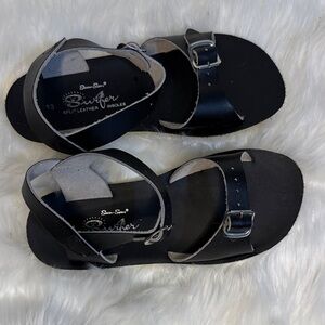 Black Sun Sandals Leather Sandals with Buckle